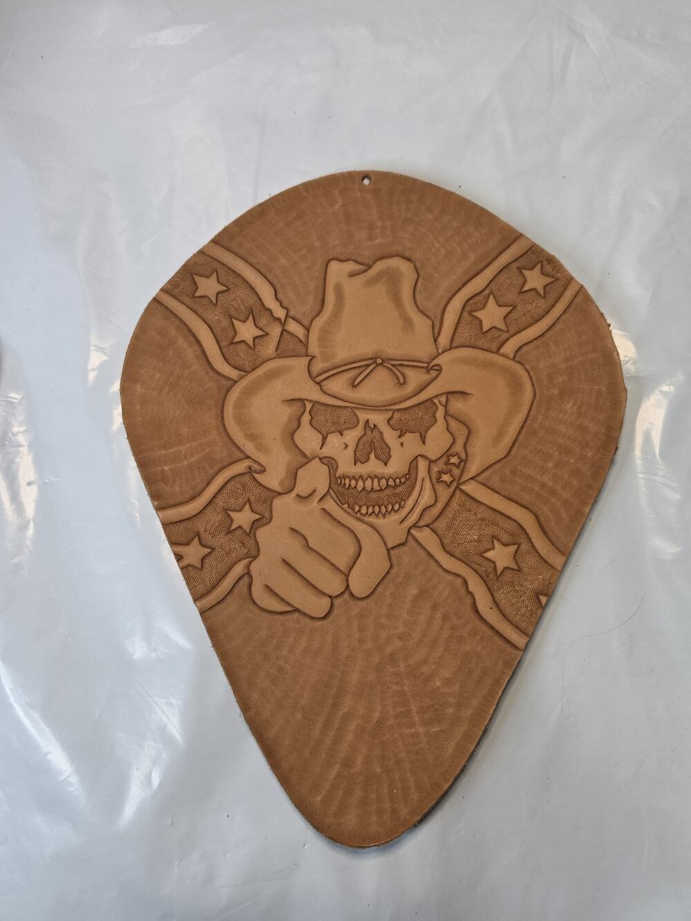 100% Hand Tooled Leather Top For Chopper, Bobber Harley Seat Skull Face Rebal